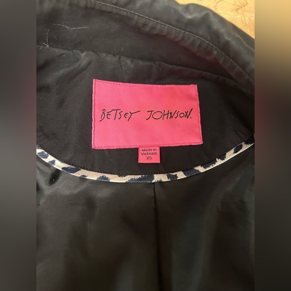 Betsey Johnson black and tan trench coat size XS - Picture 4 of 4